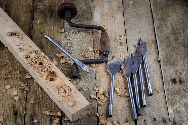 Old carpentry. Great passion, wonderful job. Old carpentry works — Stock Photo, Image
