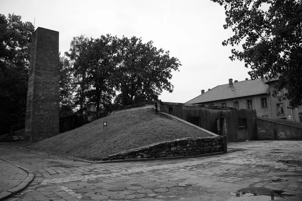 Vista de un área utilizada para ejecutar prisioneros del Conc de Auschwitz —  Fotos de Stock