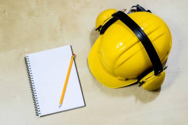 kask, işitme koruma, araçlar, atölye tablo. Emanet cihazı