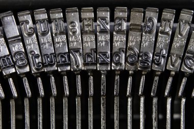 Makro teknoloji içinde gösterilen daktilo. Pr için mekanik bir aygıt