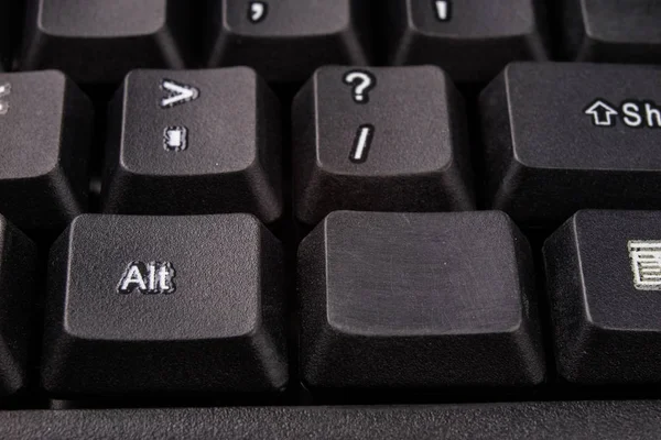 Un clavier d'ordinateur agrandi. Touches clavier noir pour le co — Photo