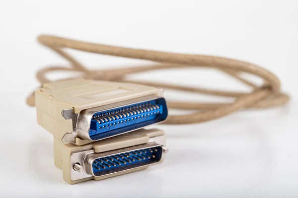 Lpt kabel som används för att ansluta datorn och skrivaren. — Stockfoto