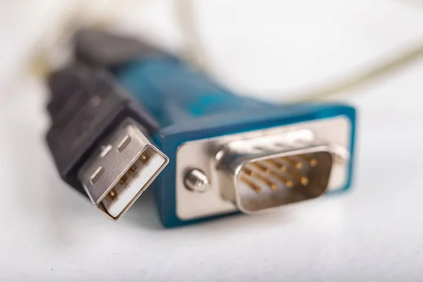 Conector com e USB usado em PCs . — Fotografia de Stock