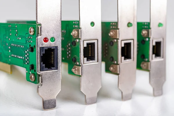 Network adapters for the RJ44 network connection. — Stock Photo, Image