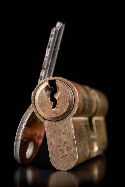 A old door lock on a dark background. — Stock Photo, Image