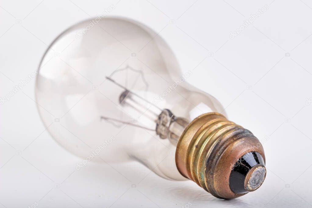 Old traditional light bulb. Household electrical accessories. 