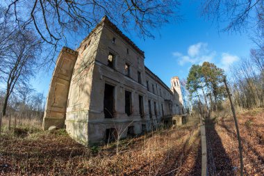 Eski saray harabeleri. Orta Avrupa 'da harap olmuş eski bir saray. 