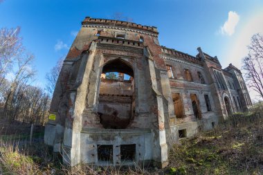 Eski saray harabeleri. Orta Avrupa 'da harap olmuş eski bir saray. 