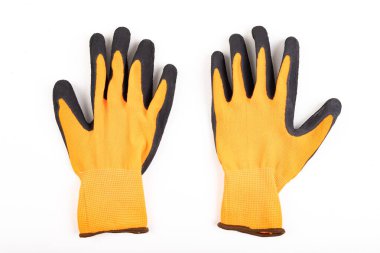 Bahçe işleri için eldiven. Bahçede çalışan insanlar için aksesuarlar. Hafif arkaplan.