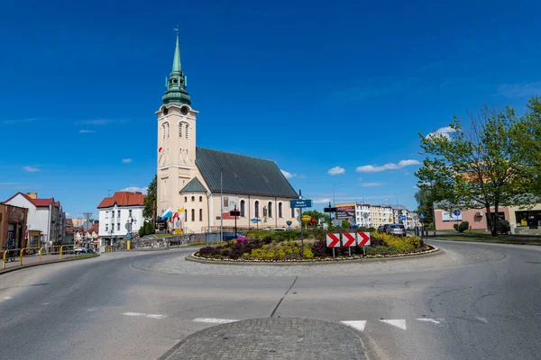 Miastko Pomorskie Polska Maj 2020 Kościół Centrum Małego Miasteczka Świątynia — Zdjęcie stockowe