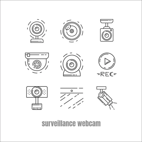 Web kamerası, Cctv ve güvenlik kamera vektör simgesi topluluğu