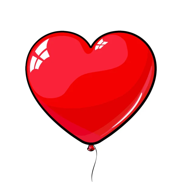 Ballon rouge en forme de coeur. amour, 8 mars, Saint Valentin . — Image vectorielle