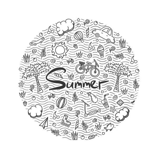 Illustrazione di una vacanza estiva. Illustrazione dello scarabocchio vettoriale . — Vettoriale Stock
