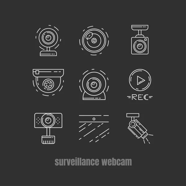 Web kamerası, Cctv ve güvenlik kamera vektör simgesi topluluğu