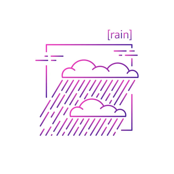 Ανυσματικά εικονίδια γραμμής με σύμβολο καιρικές συνθήκες. Απομονωμένη σύννεφα με βροχή εικονίδιο. Βροχερός καιρός με βροχή. Κατάλληλο για την ιστοσελίδα του σχεδιασμού και της εφαρμογής για κινητά — Διανυσματικό Αρχείο