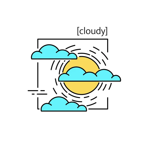 线矢量图标符号的天气。孤立的太阳和云图标。多云的天气很凉爽。适合于网站设计和移动应用程序 — 图库矢量图片