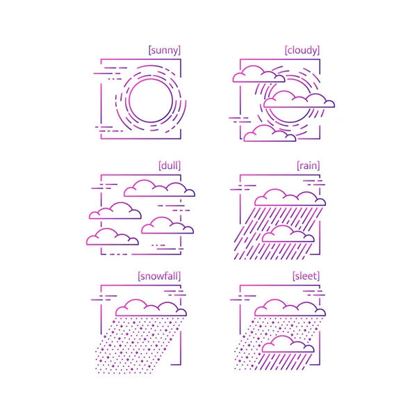 Collection d'icônes vectorielles de ligne avec des symboles de la météo. Convient pour la conception de site Web et application mobile — Image vectorielle