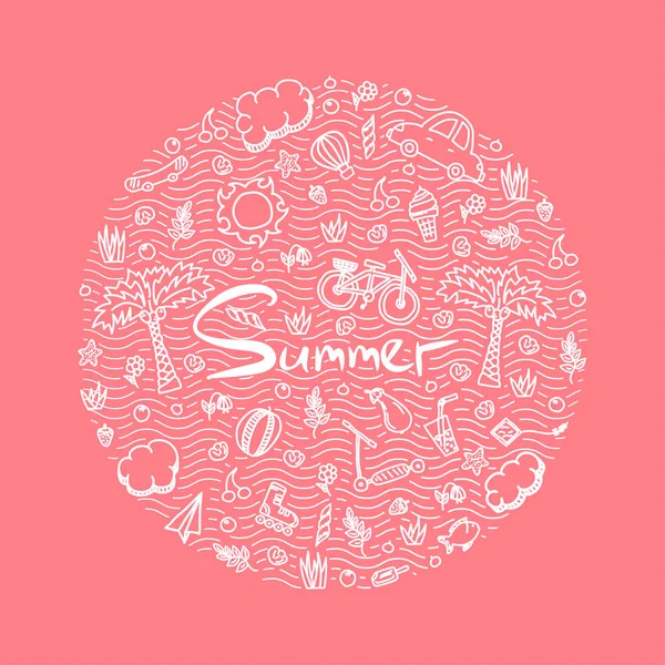Illustration de vacances d'été aux couleurs vives. Illustration vectorielle de doodle . — Image vectorielle