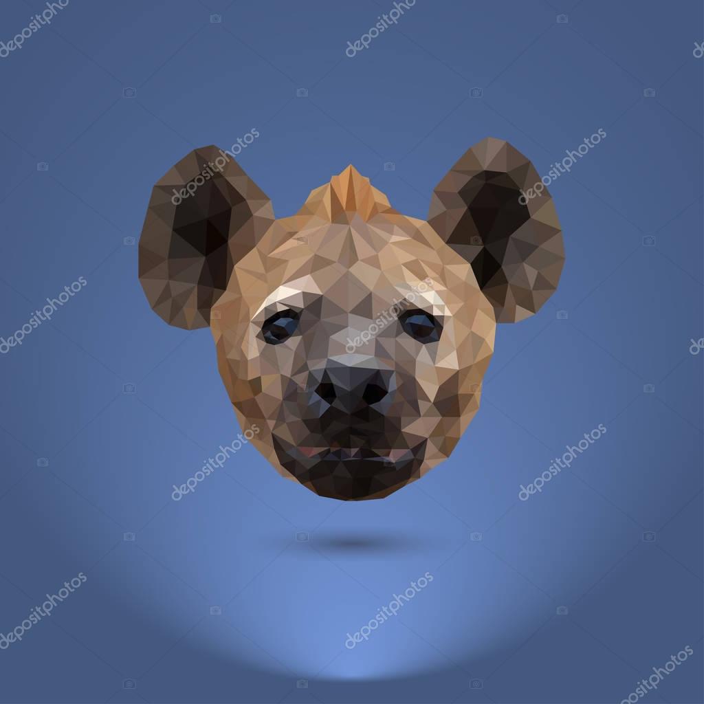Low-poly predator. The head of a hyena. Suitable for printing on clothing and t-shirts