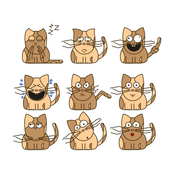 Conjunto de emoticonos de gato . — Archivo Imágenes Vectoriales