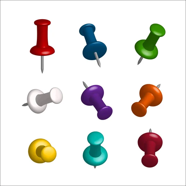 Collection of various push pins. — Stock Vector