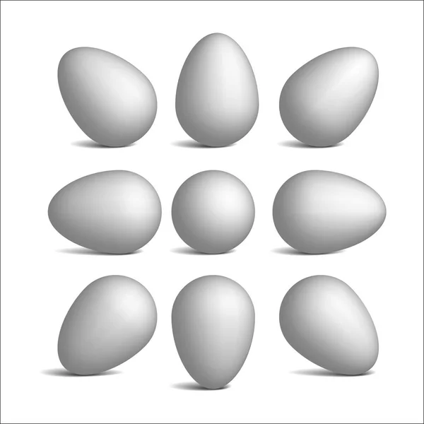 Establecer vector realista huevos blancos . — Archivo Imágenes Vectoriales