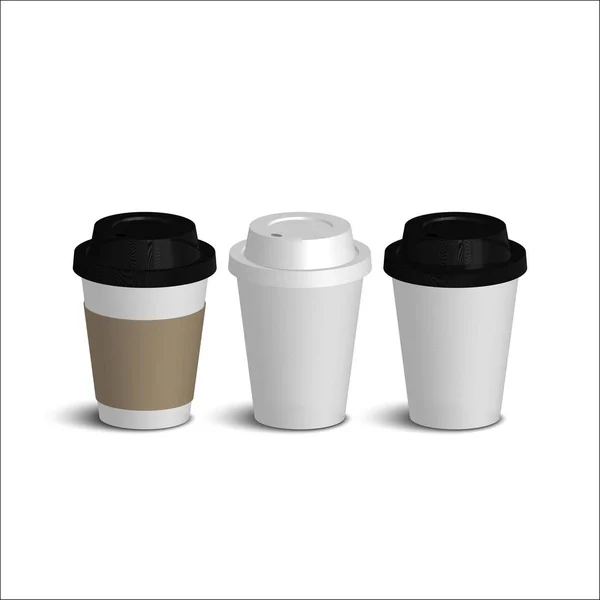 Set de taza de café de papel realista . — Vector de stock