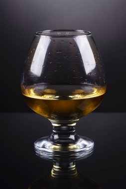 bardağı konyak gri degrade arka plan üzerinde