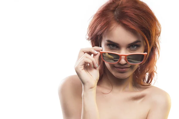 Redhead dziewczyna w okulary typu 5 — Zdjęcie stockowe