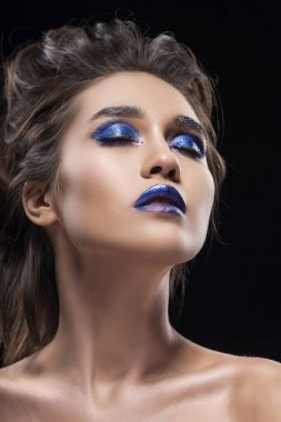 Bir güzel büyük meme Asyalı çıplak omuz, vangua portresi