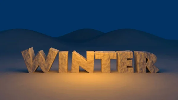 Texto de inverno 3D — Fotografia de Stock