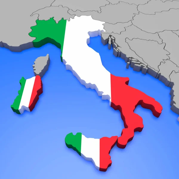 3d 이탈리아 지도 — 스톡 사진