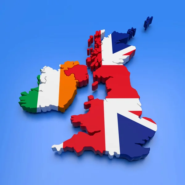 3D карта Великобританії та Ірландії — стокове фото