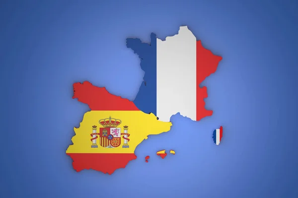 Mapa 3D España y Francia — Foto de Stock