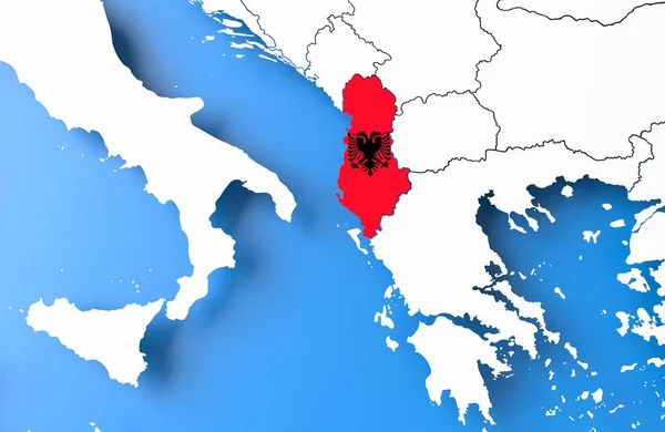 3 d のアルバニア地図 ストックフォト