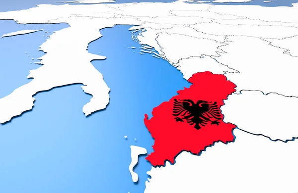 3D mapa Albanii — Zdjęcie stockowe