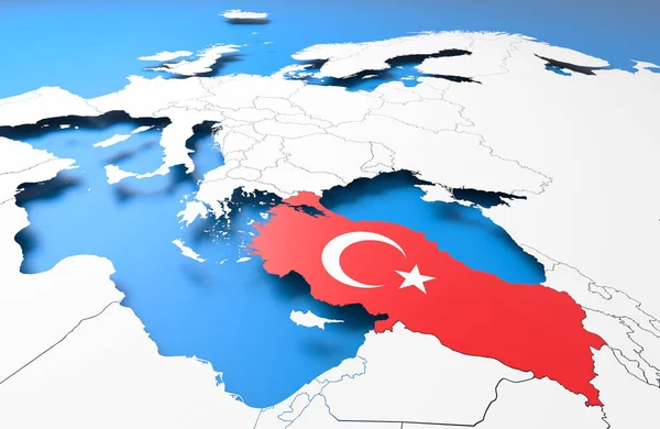土耳其的 3d 地图 — 图库照片