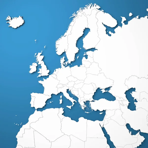 3D χάρτη της Ευρώπης — Φωτογραφία Αρχείου