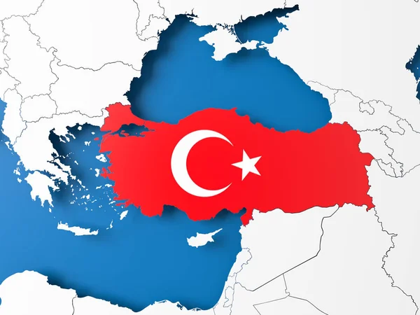3D Туреччини карта Ліцензійні Стокові Зображення