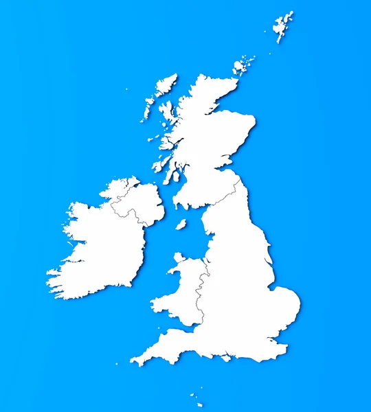3D brittiska öarna karta — Stockfoto