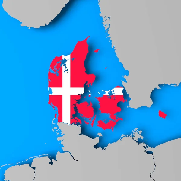 3D Denmark map — Stock Photo, Image