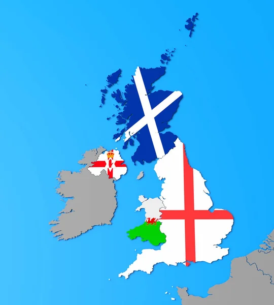 Mappa 3D delle Isole Britanniche — Foto Stock