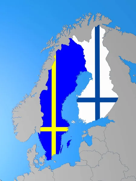 3D-kaart van Noord-Europa Rechtenvrije Stockafbeeldingen