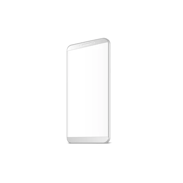 Silber Isolierte Realistische Smartphone Mit Leerem Bildschirm Auf Weißem Hintergrund — Stockvektor
