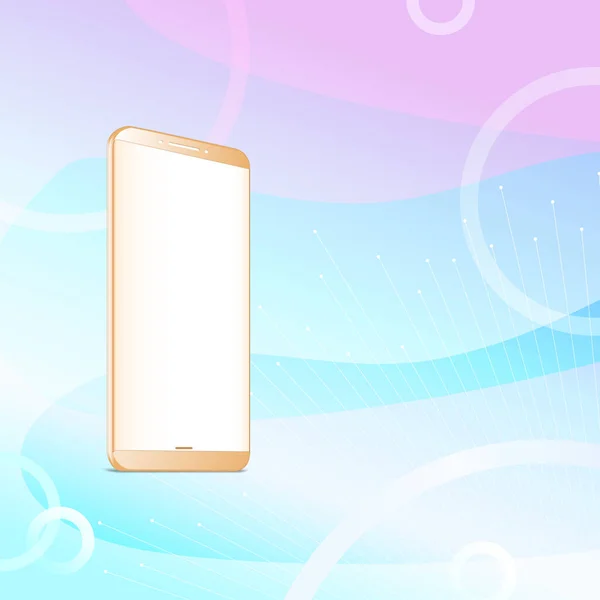 Goldene Smartphone Attrappe Mit Leerem Bildschirm Auf Abstraktem Hintergrund Für — Stockvektor