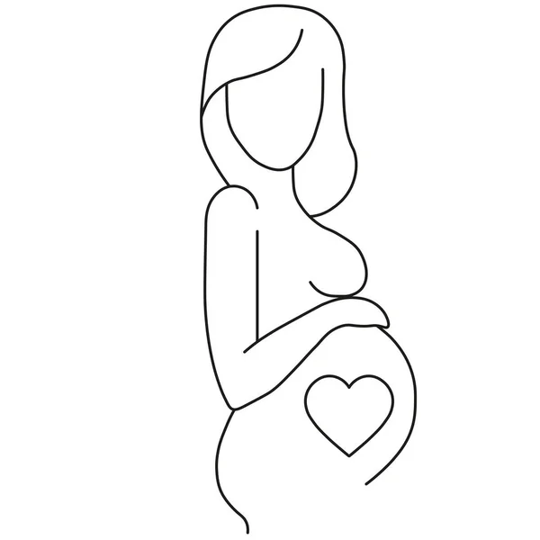 Web line icon. Pregnant woman — Stock Vector