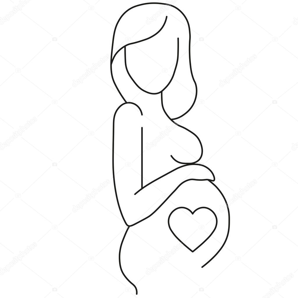 Web line icon. Pregnant woman