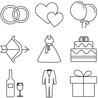 Aşk ve evlilik Icon set