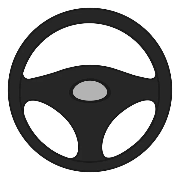 Picture Black Steering Wheel Flat Style Icon — Stock Vector