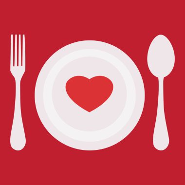 Menü aşk! bir plaka üzerinde bir kalp. tasarım şablonu.